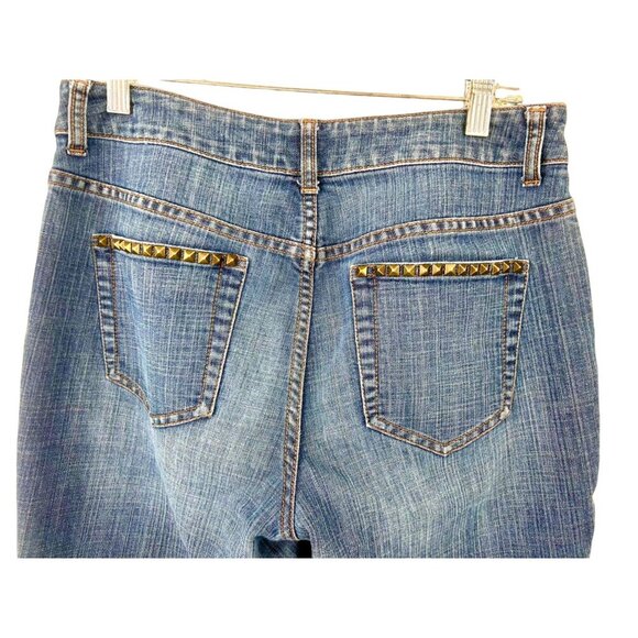 CHICO'S PLATINUM DENIM ULTIMATE FIT STUD BOOT CUT JEANS - M/8/1 - Picture 2 of 5